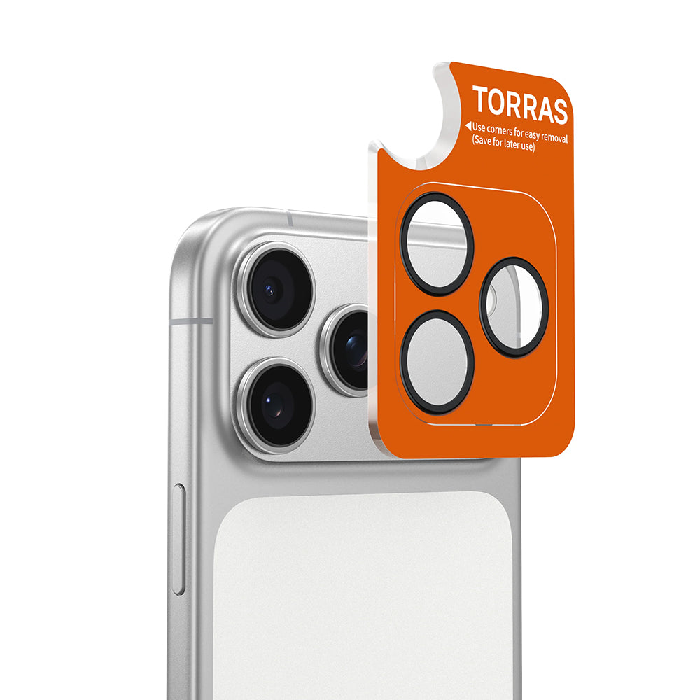 Torras Lensguard bagkamera beskyttelsesfilm til Apple iPhone 17 Pro Max / 17 Pro, hærdet glas, orange