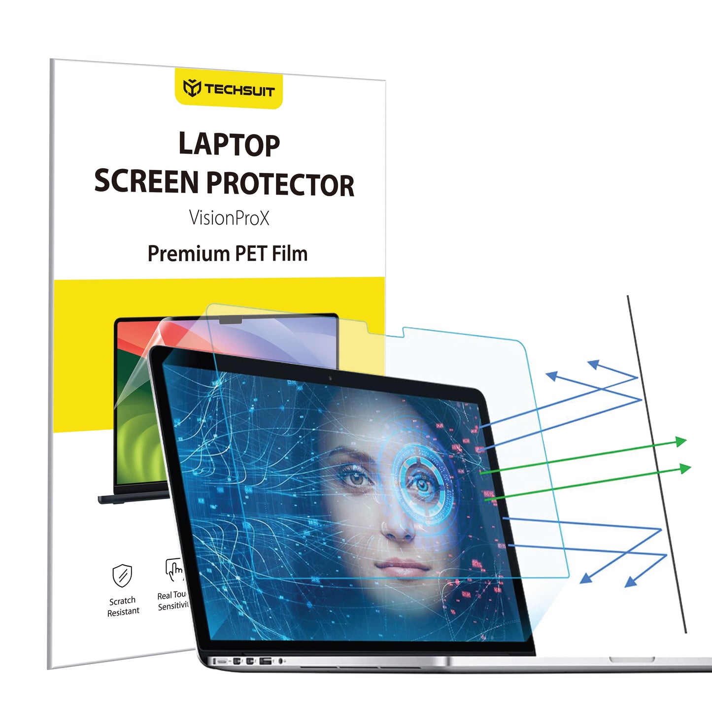 Skærmbeskyttelsesfolie Anti Blue Light Techsuit VisionProX til Apple MacBook Air M3 15inch (2024) / Air M2 15inch (2023), Plast