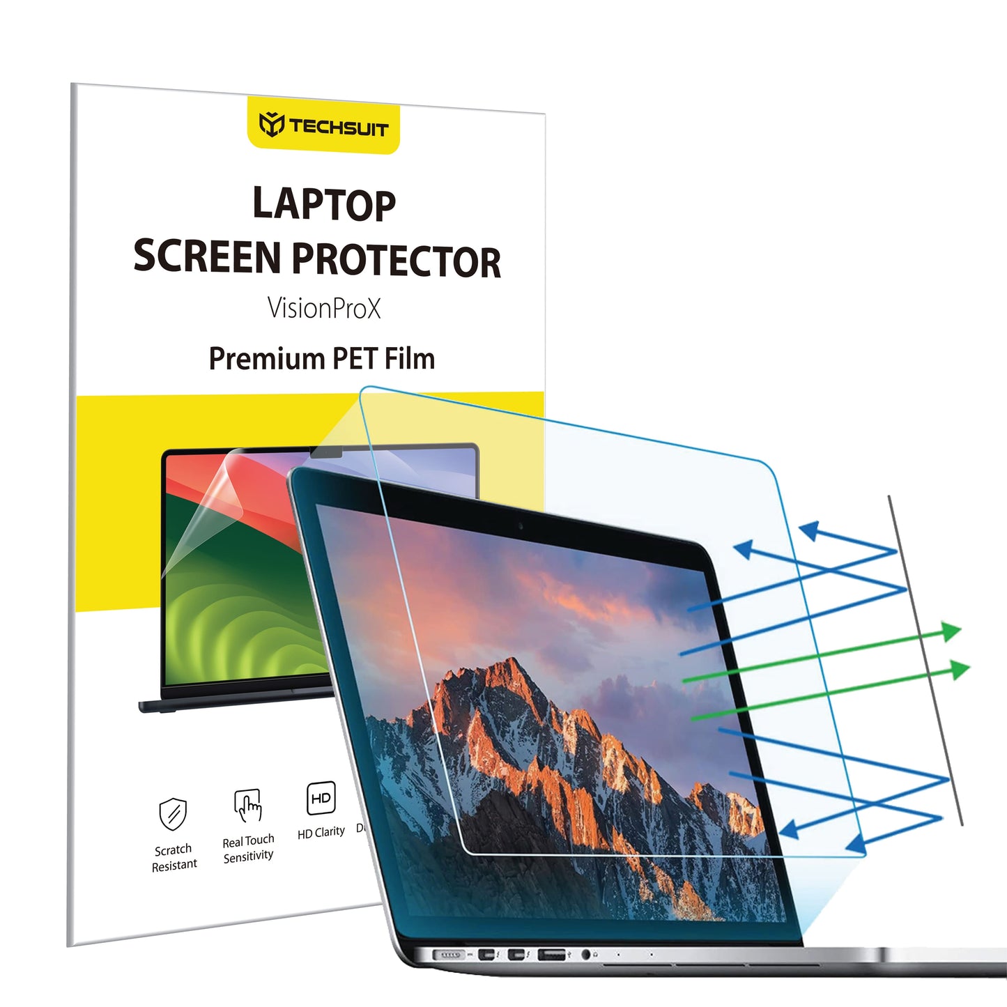 Skærmbeskyttelsesfolie Anti Blue Light Techsuit VisionProX til Laptop 15.6inch, Plastik