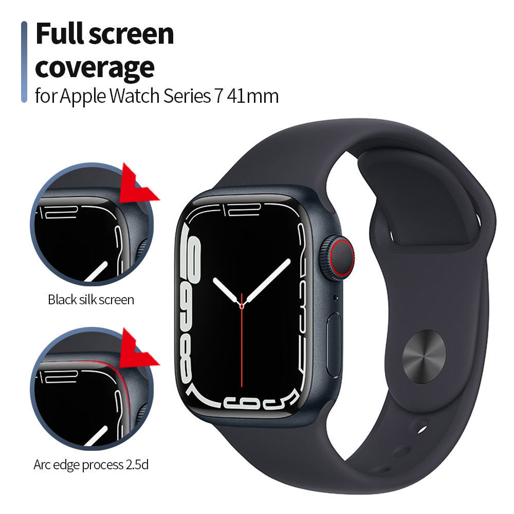 Blueo High Molecule Beskyttelsesfilm til Apple Watch 8 / 7 41mm Serie, Hærdet Glas, Sort