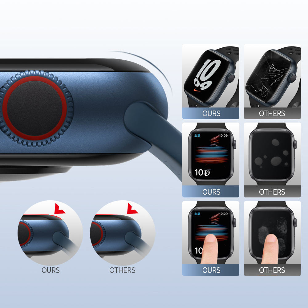 Blueo High Molecule Beskyttelsesfilm til Apple Watch 8 / 7 41mm Serie, Hærdet Glas, Sort