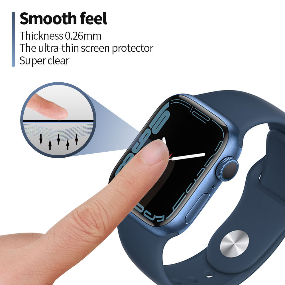 Blueo High Molecule Beskyttelsesfilm til Apple Watch 8 / 7 41mm Serie, Hærdet Glas, Sort