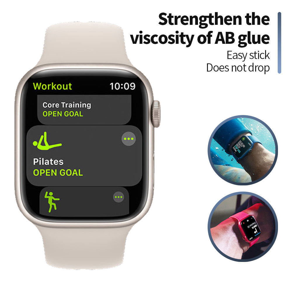 Blueo High Molecule Beskyttelsesfilm til Apple Watch 8 / 7 45mm Serie, Hærdet Glas, Sort