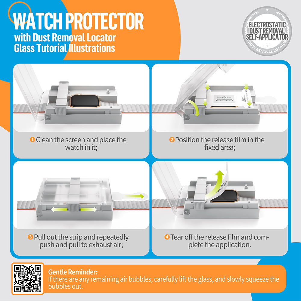 Blueo High Molecule Beskyttelsesfilm til Apple Watch 8 / 7 45mm Serie, Hærdet Glas, Sort