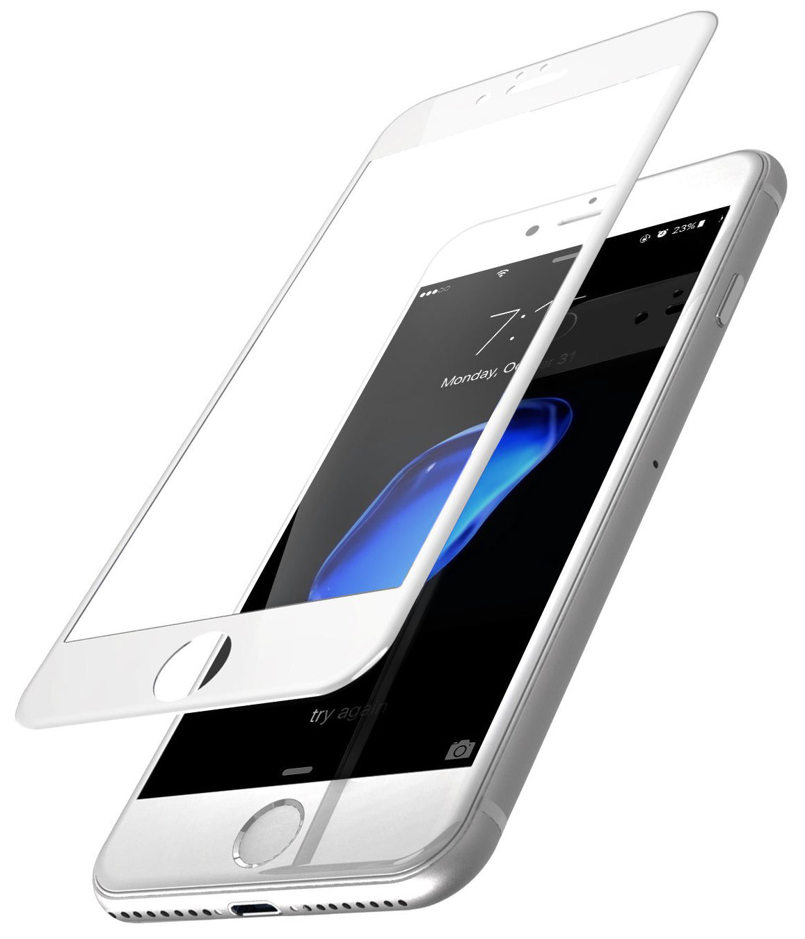 Beskyttelsesfilm til skærm OEM til Apple iPhone SE (2022) / SE (2020) / 8, Hærdet glas, Fuldklæbende, 5D, Hvid