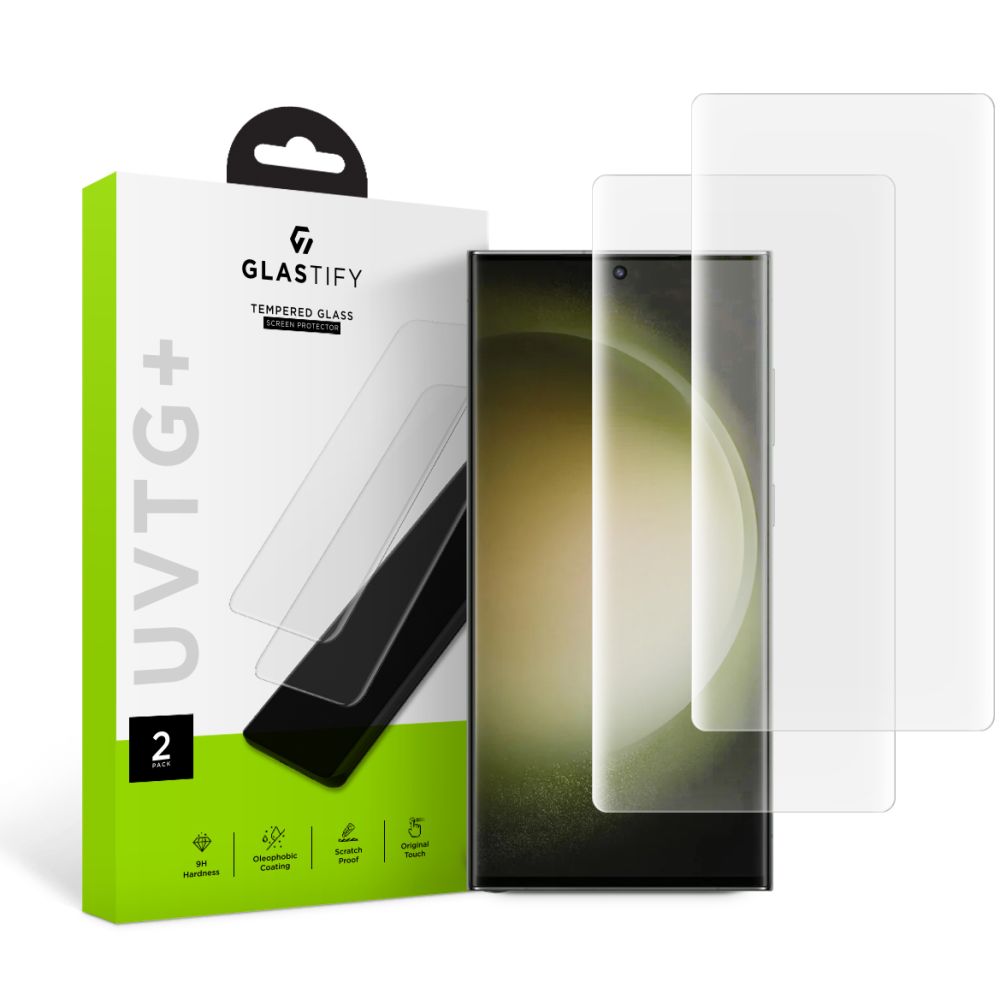 Beskyttelsesfilm til skærm GLASTIFY UVTG+ til Samsung Galaxy S23 Ultra S918, Hærdet glas, UV-lim, Sæt med 2 stykker