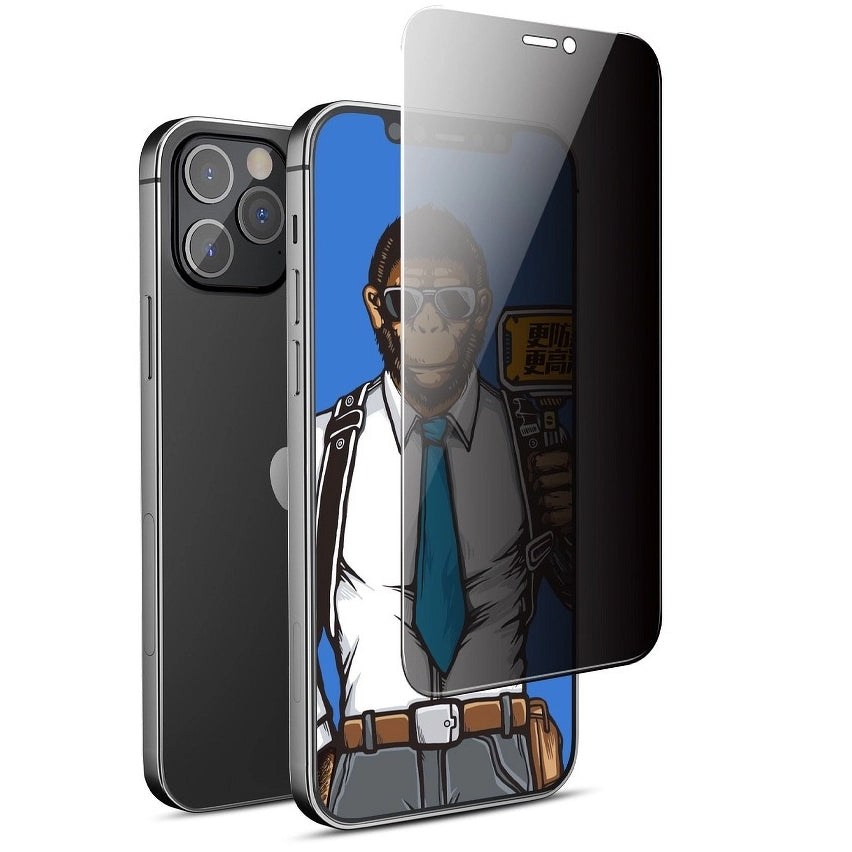 Beskyttelsesfilm Privacy Blueo til Apple iPhone 17e / 16e / 14 / 13 Pro, Hærdet Glas, Full Glue, 5D