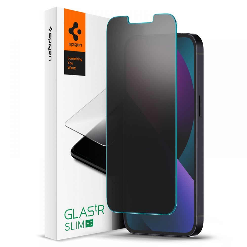 Beskyttelsesfilm til skærm Privacy Spigen GlastR Slim til Apple iPhone 17e / 16e / 14 / 13 Pro, Hærdet Glas, Full Glue AGL03393