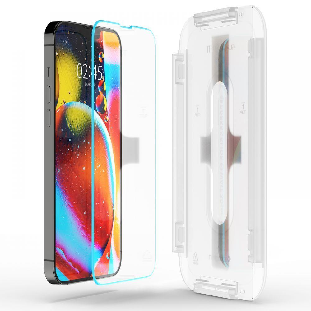 Beskyttelsesfilm til skærm Spigen GlastR EZ FIT HD til Apple iPhone 17e / 16e / 14 / 13 Pro, Hærdet glas, Full Glue AGL03724