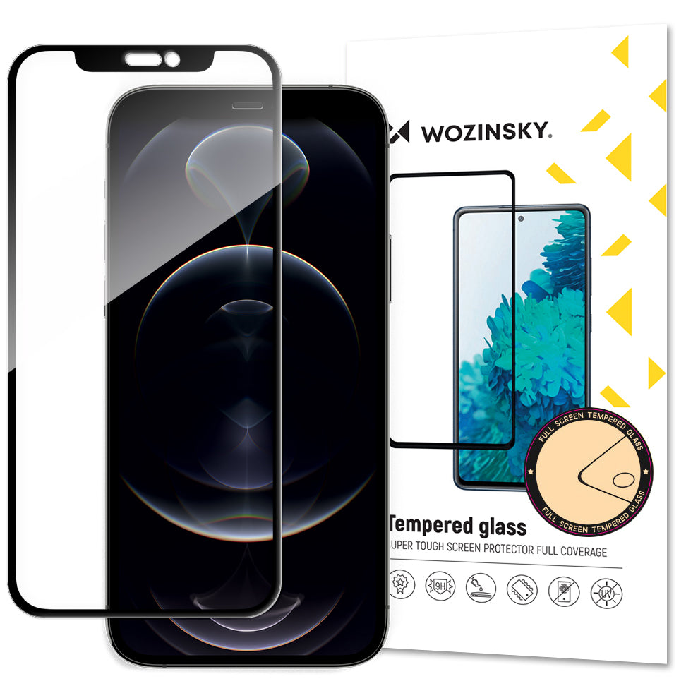 WZK Screen Protector for Apple iPhone 17e / 16e / 14 / 13 Pro, Tempered Glass, Full Glue, Black