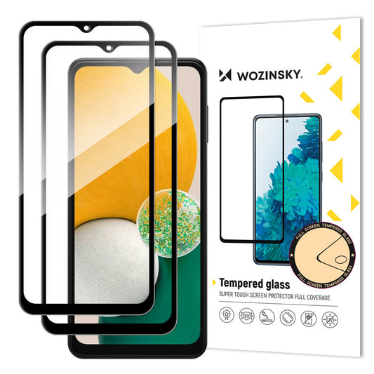 Skærmbeskytter WZK til Samsung Galaxy A13 5G A136, hærdet glas, fuld lim, sæt 2 stykker, sort