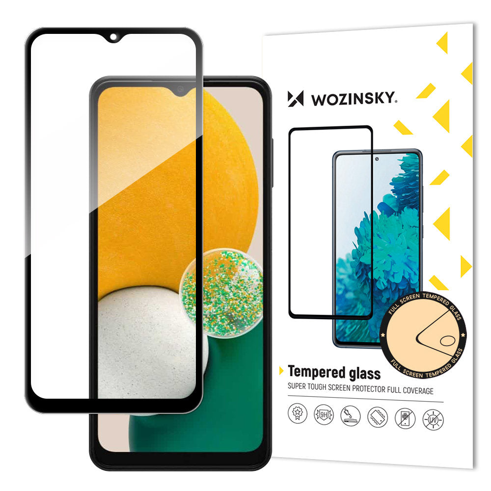 Beskyttelsesfilm WZK til Samsung Galaxy A13 A137 / A13 A135 / A13 5G A136, Hærdet Glas, Fuldklæbende, Sort