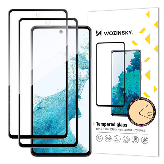 WZK Skærmbeskytter til Samsung Galaxy A53 5G A536, skærmet glas, fuld limning, sæt med 2 dele, sort