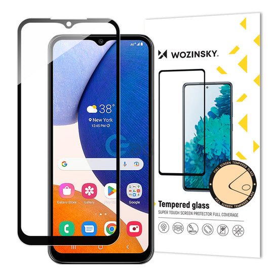 Skærmbeskytter WZK til Samsung Galaxy A14 A145 / A14 5G A146, Glas, Fuld lim, Sort