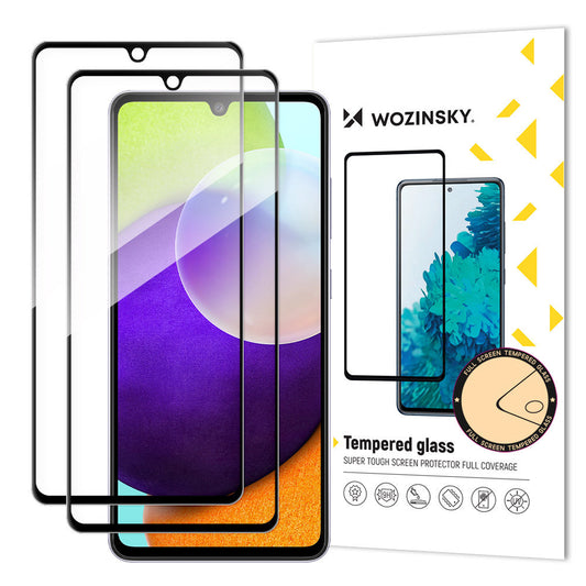 WZK Skærmbeskytter til Samsung Galaxy A33 5G A336, afskærmet glas, fuld lim, sæt med 2 dele, Case Friendly, sort