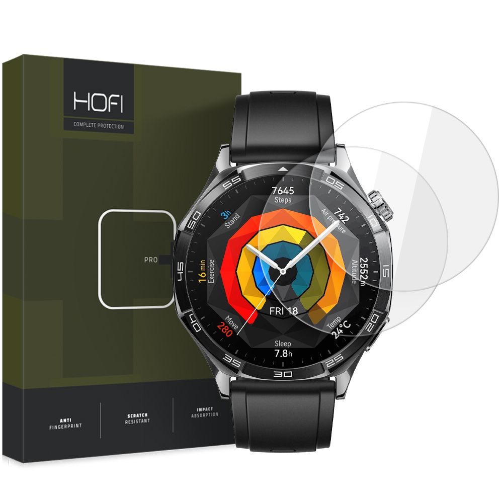 Beskyttelsesfilm HOFI Glass PRO+ til Huawei Watch GT 5 46mm, Sæt med 2 stykker, Hærdet glas