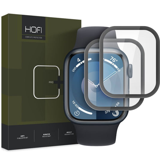 Beskyttelsesfilm HOFI Hybrid PRO+ til Apple Watch 45mm Series, sæt med 2 dele, plastik, sort