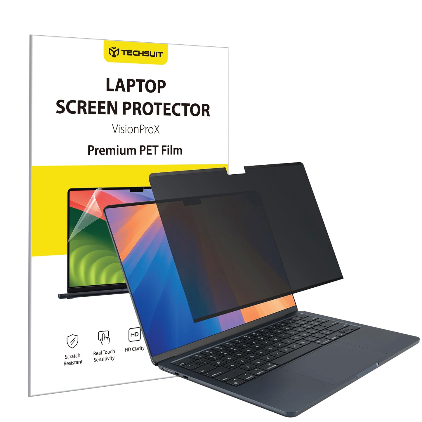 Skærmbeskyttelsesfolie Privacy Techsuit VisionProX til Apple MacBook Air M4 13inch (2025), Plastik