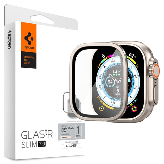 Spigen GLAStR Slim Pro Titanium til Apple Watch Ultra Series, beskyttelsesfilm, glas, beskyttet AGL06161