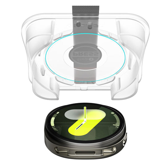 Spigen GlastR EZ FIT beskyttelsesfilm til Samsung Galaxy Watch8 44mm, Sæt med 2 stykker, Hærdet glas AGL09874