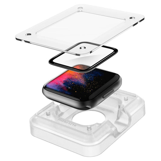 Spigen ProFlex EZ FIT beskyttelsesfilm til Apple Watch 44mm Series, Sæt med 2 stykker, Fleksibelt glas, Sort