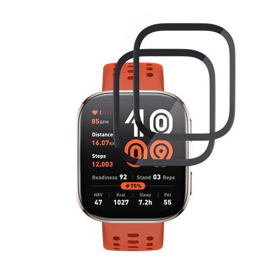 Techsuit Nano Flex beskyttelsesfilm til Amazfit Bip 6, Sæt med 2 stykker, Plastik, Sort