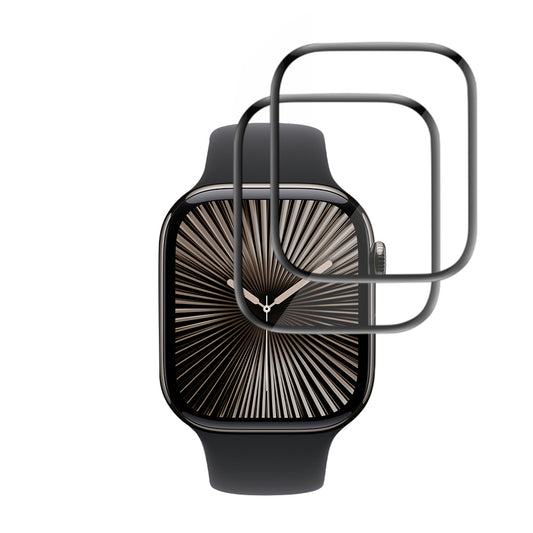 Beskyttelsesfilm Techsuit Nano Flex til Apple Watch Series 10 / 11 42mm, Sæt med 2 stykker, Plastik, Sort