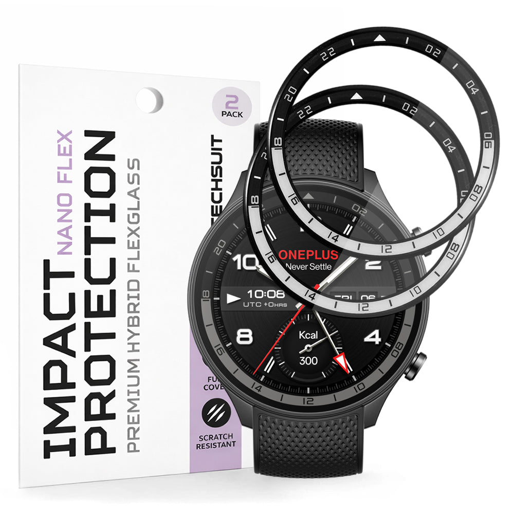 Beskyttelsesfilm Techsuit Nano Flex til OnePlus Watch 2R, Sæt med 2 stykker, Plastik, Sort