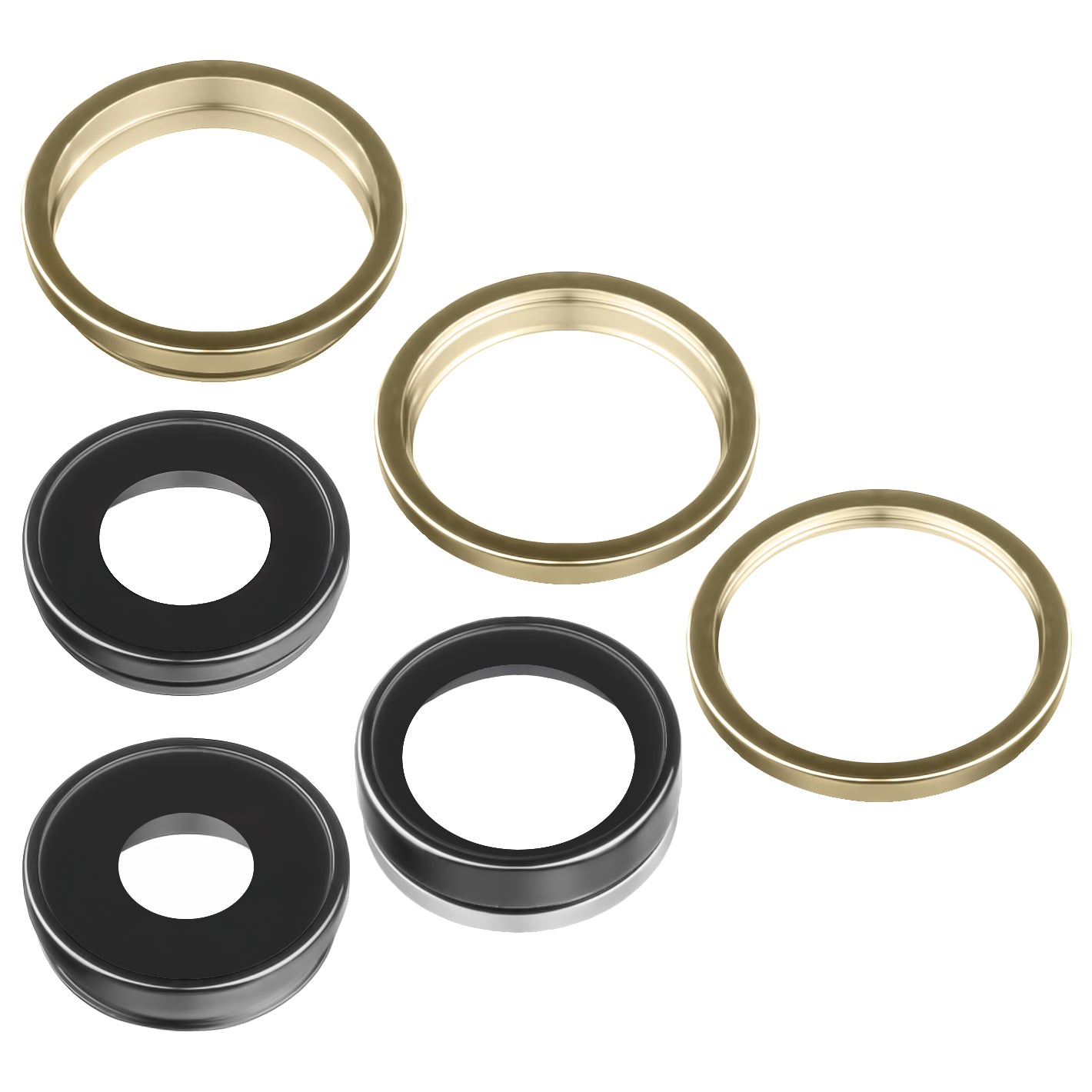 Bageste kameraglas Apple iPhone 13 Pro Max / 13 Pro, Wide + UltraWide + Telephoto, med ramme, Guld