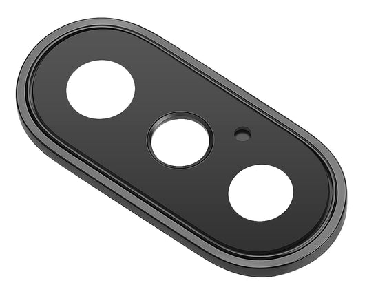 Kameraglasbagside Apple iPhone XS Max, med ramme, sort