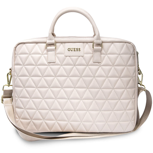 Guess Quilted taske til 15 tommer laptop, Pink