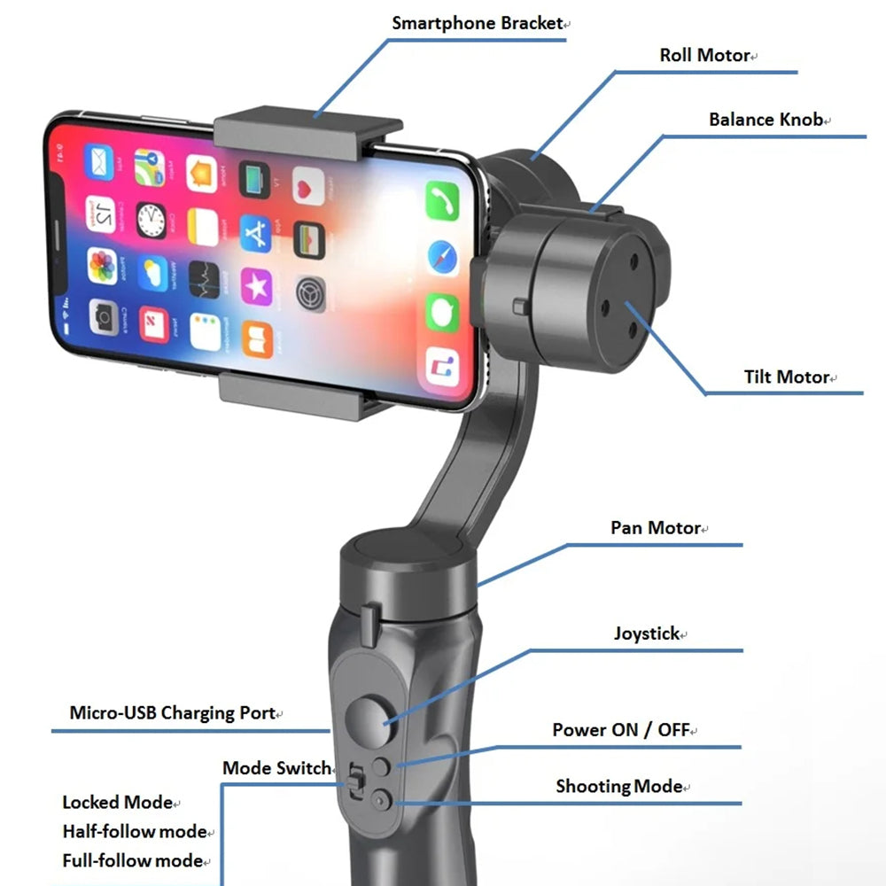 Gimbal Stabilisator Techsuit H4, Sort