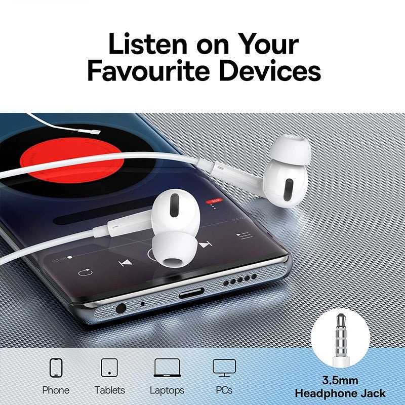 Handsfree 3,5 mm Baseus Encok H18, Hvid
