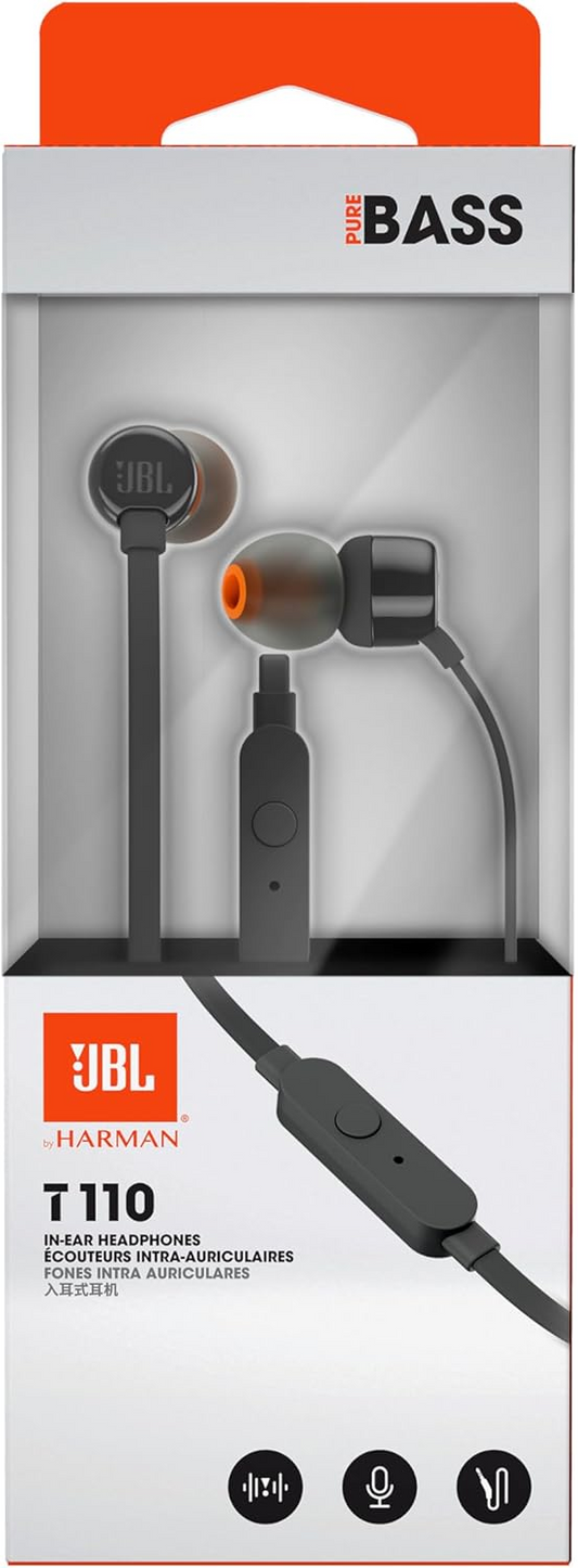 Handsfree 3.5mm JBL T110, Sort JBLT110BLK