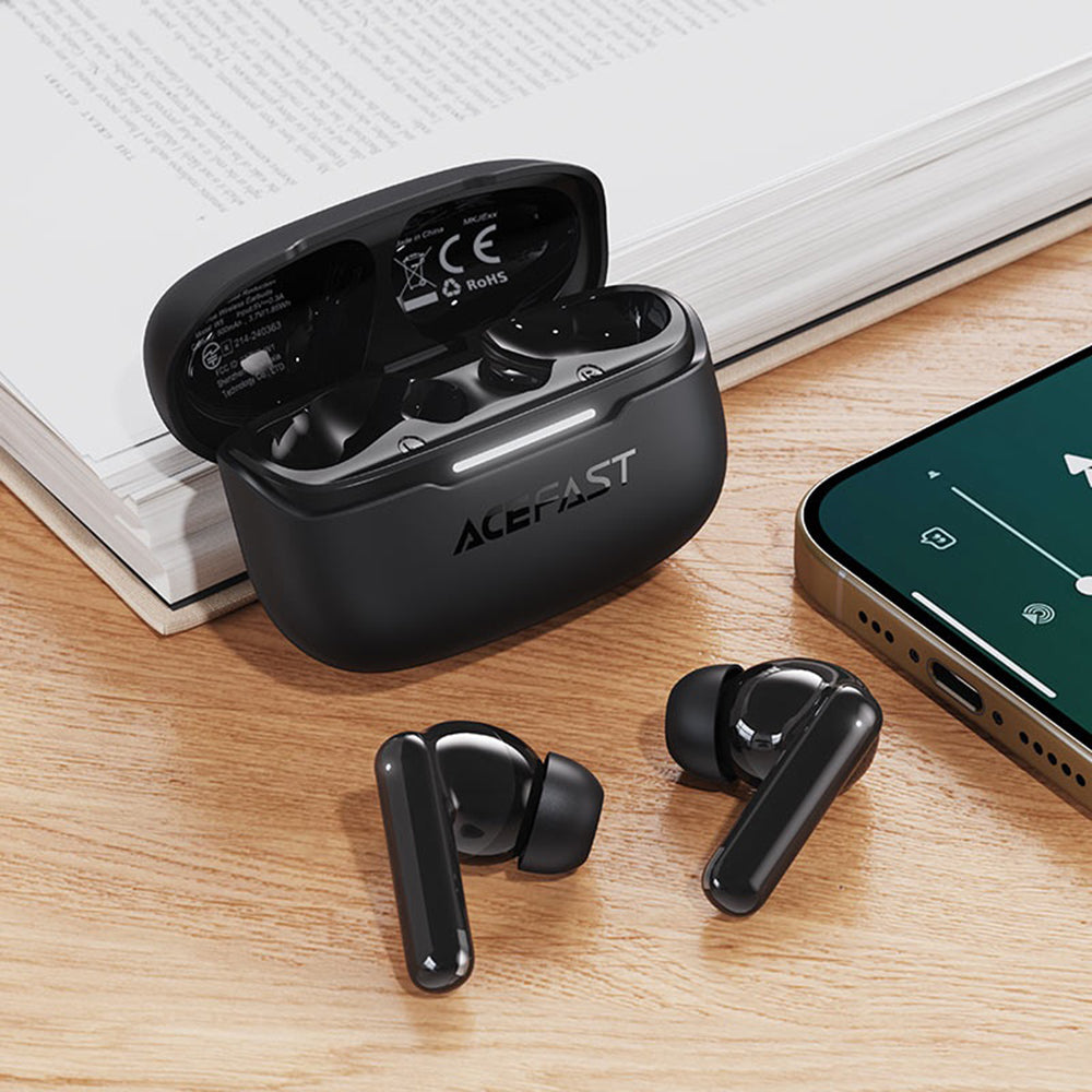Handsfree Bluetooth Acefast W5, TWS, ANC, Sort