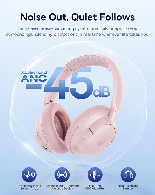 Handsfree Bluetooth Baseus Bass BH1 NC, MultiPoint, A2DP, ANC, Pink A0203704