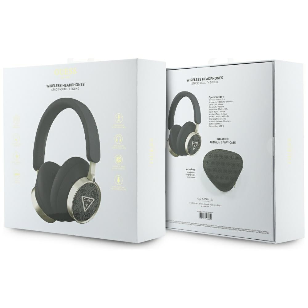 Handsfree Bluetooth Guess 4G Gold Triangle Logo, A2DP, Black