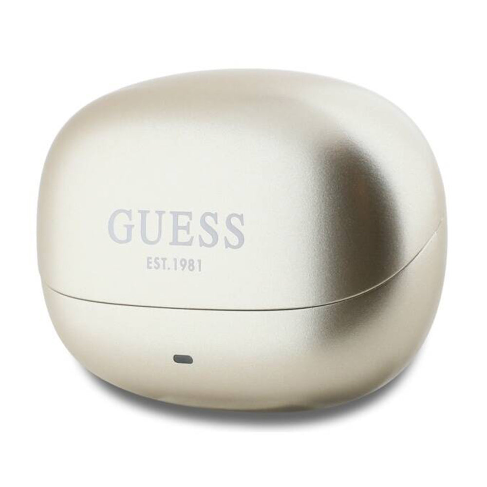 Handsfree Bluetooth Guess Capsule med trykt logo, TWS, ANC, Guld
