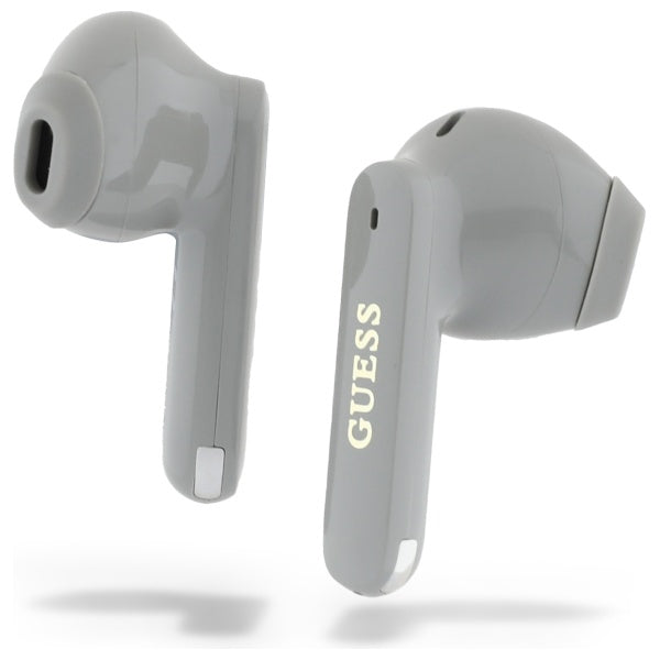 Handsfree Bluetooth Guess med forlænget metallisk trykt logo, TWS, Grå