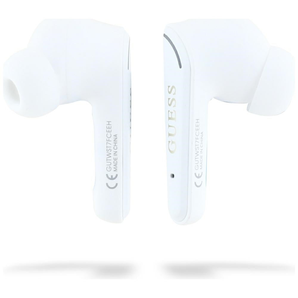 Handsfree Bluetooth Guess Flat Classic Logo Electroplated, TWS, Hvid