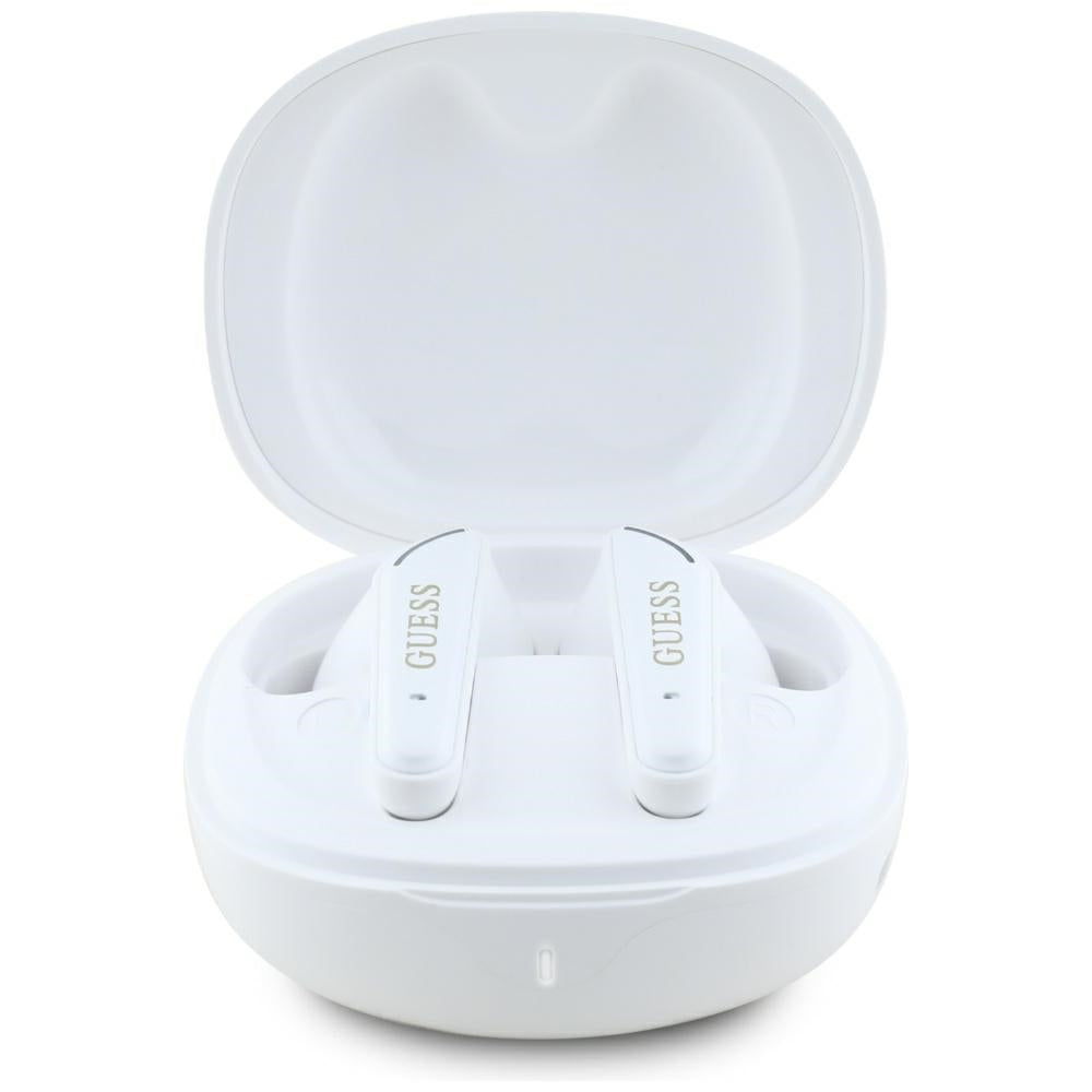 Handsfree Bluetooth Guess Flat Classic Logo Electroplated, TWS, Hvid