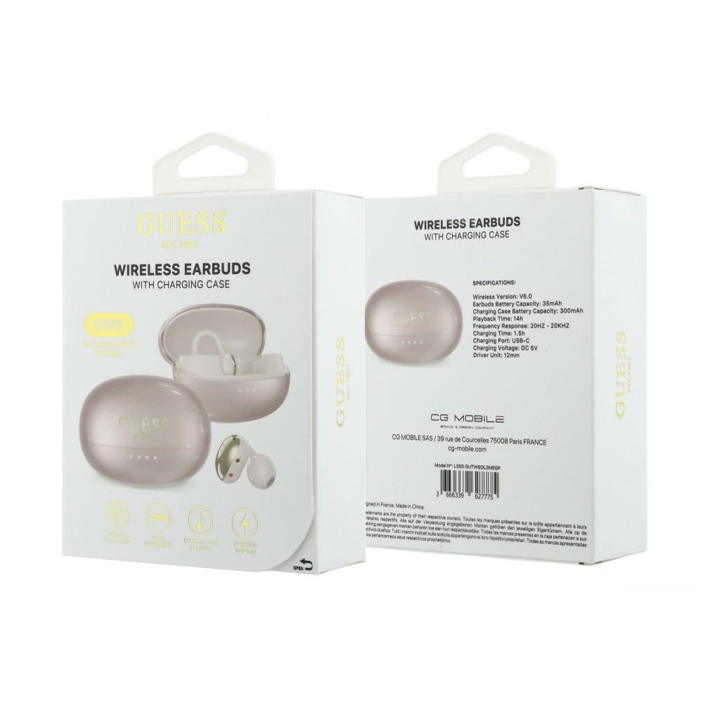 Handsfree Bluetooth Guess Metalisk Finish Elektropolerede Dele Klassisk, TWS, Lyserød
