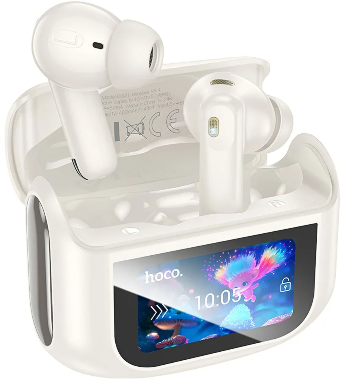 Handsfree Bluetooth HOCO EQ21, TWS, ANC, Hvid
