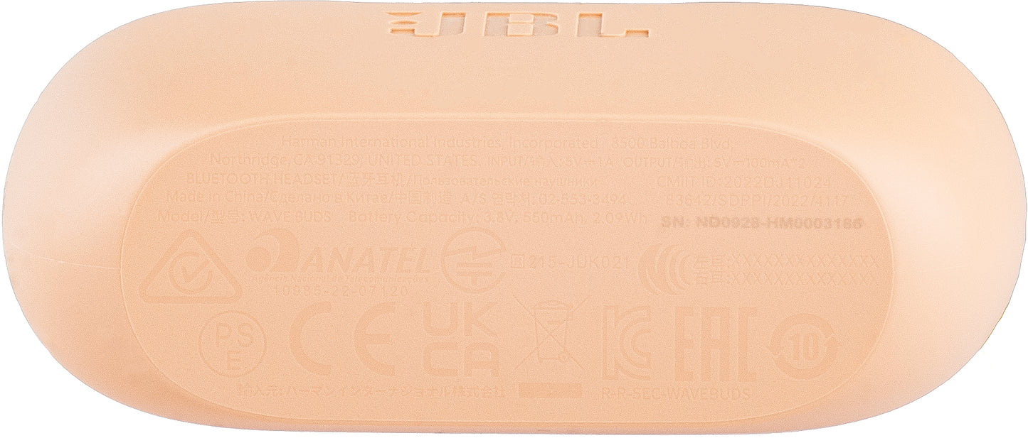 Handsfree Bluetooth JBL Wave Buds, TWS, Beige, Resælget JBLWBUDSBEG
