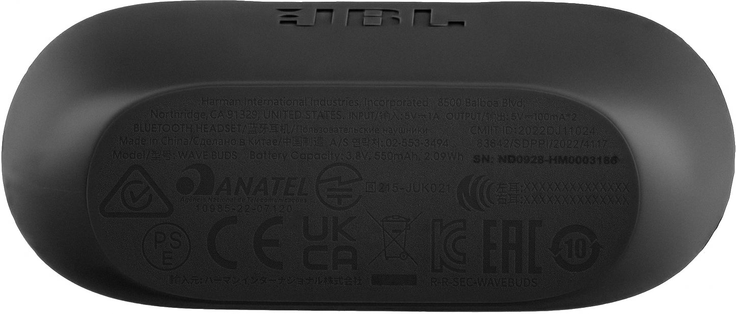 Håndfri Bluetooth JBL Wave Buds, TWS, sort JBLWBUDSBLK