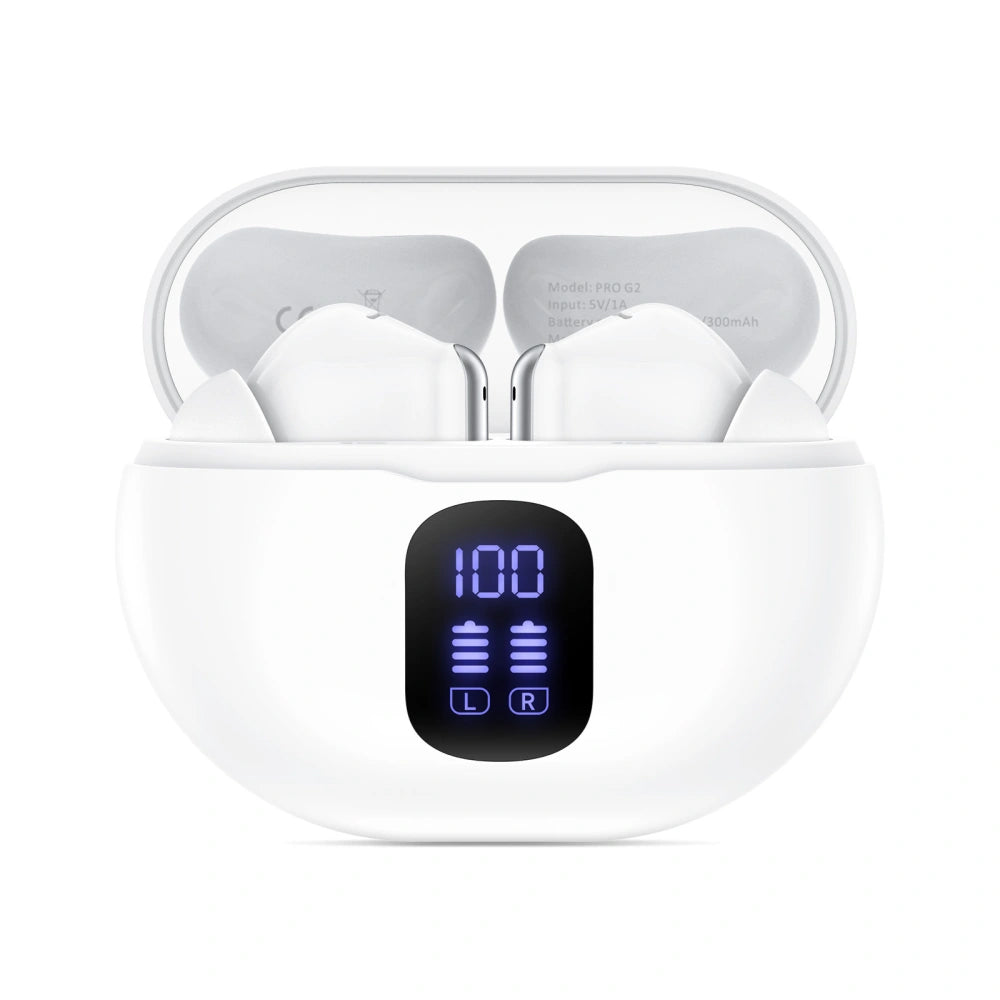 Handsfree Bluetooth Tech-Protect Ultraboost Pro G2, TWS, Hvid