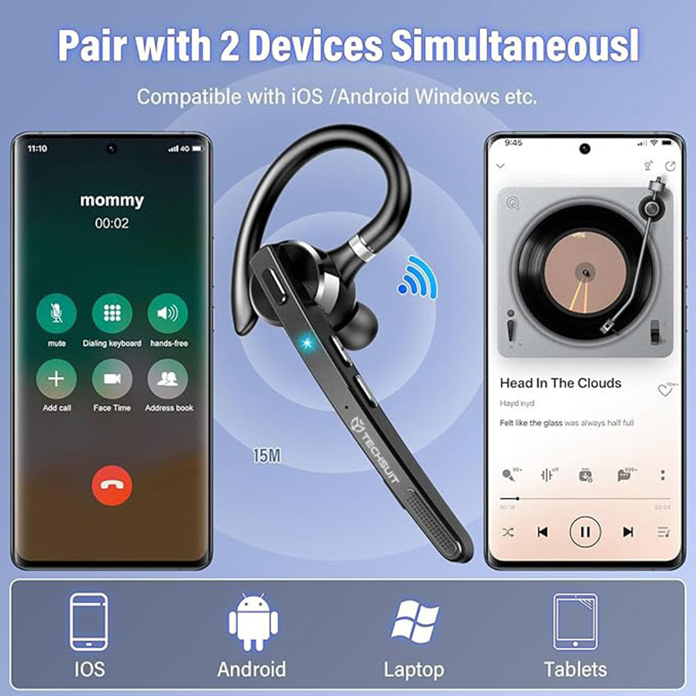 Handsfree Bluetooth Techsuit G9 TalkZen, A2DP, Sort