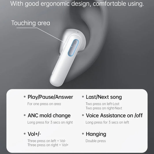 Handsfree Bluetooth Yesido TWS34, TWS, ANC, Hvid