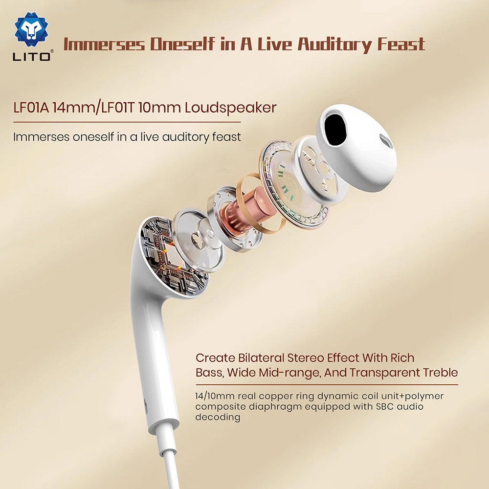 Handsfree USB-C Lito LF01T, Hvid
