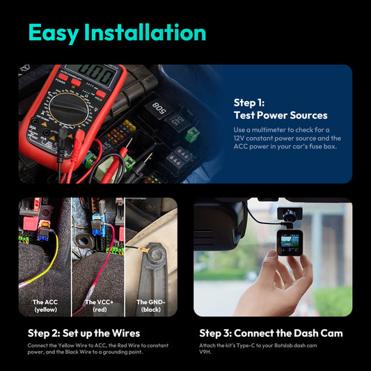 Hardwire-botslab til G500H Pro / V9H / HK50-kamera